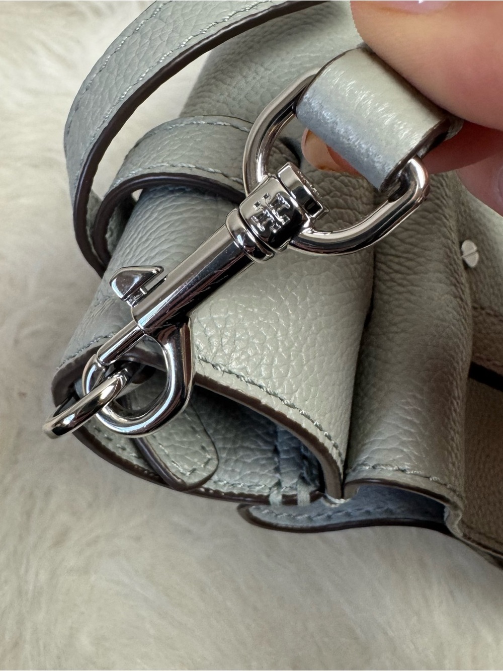 Tory Burch Romy Mini Small Leather Crossbody Tote Bag Light Granite - Picture 11 of 12